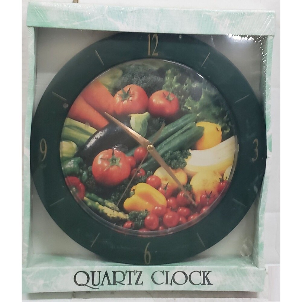 Home Novelty Plastic Kitchen Wall Clock, approx. 11", VEGETABLES, VEGGIES, Eleco